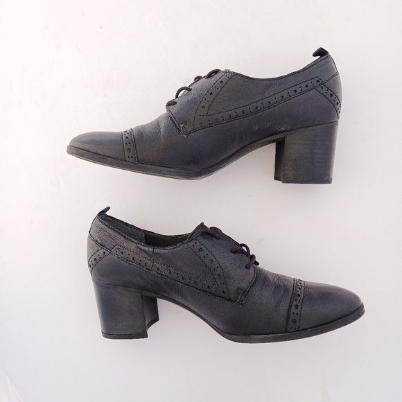 Franco Sarto Leather Lace Up Block Heel Size 9.5 - Picture 3 of 7